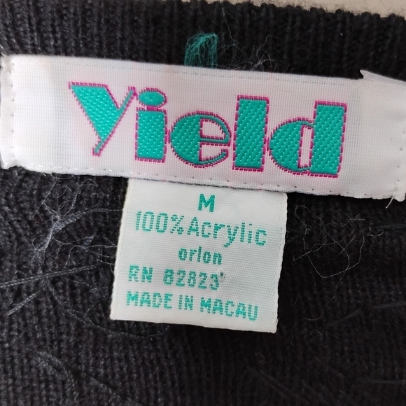 Vintage 90s Yield Black Beaded Cardigan Sweater Size M Elegant Retro Knit - Picture 6 of 7